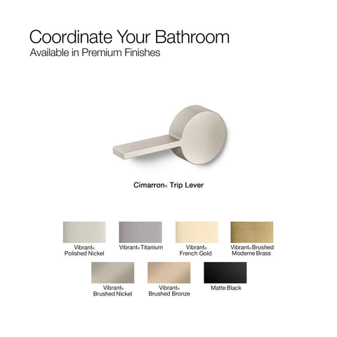 Cimarron Left Hand Toilet Trip Lever color options showing various finishes including matte black.