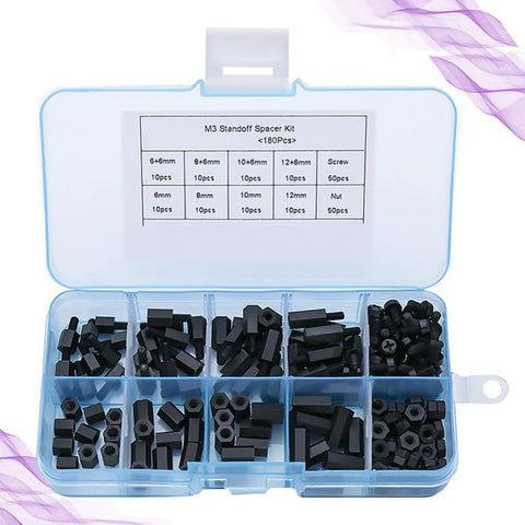 180 Piece Nylon Spacer Screw Standoff Kit With Plastic Storage Box For Diy Electronics Prototyping Anticorrosive Motherboard Spacers And Hex Spacers For Precise Durable Hardware Gear, open box