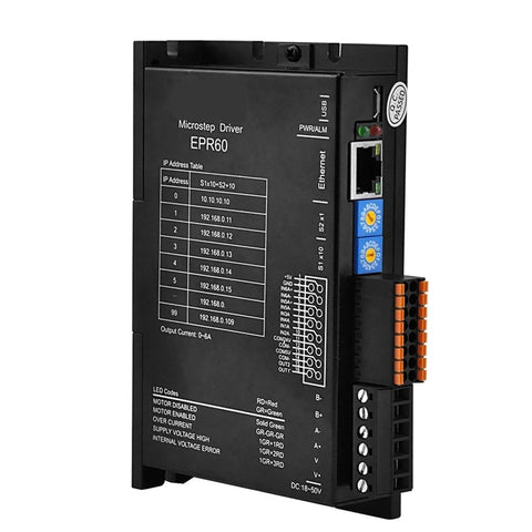 EPR60 Ethernet Stepper Motor Driver with Modbus TCP for industrial motion control and CNC robotics precision.