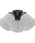 Three Light LED Ceiling Fan Light Kit In Oil Rubbed Bronze Finish With Frosted Ribbed Glass Shades Includes Three 2700K Soft White LED Bulbs