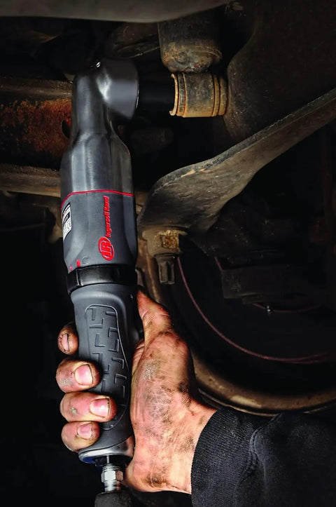 Pro Grade 1/2 Inch Air Impact Wrench delivering 180 Ft Lb Max Torque for automotive repairs in tight spaces.