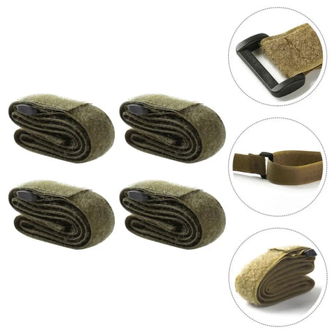 Strap It Down And Roll With These Tough Polyester Luggage Tie Straps in green, four rolled straps for secure travel.