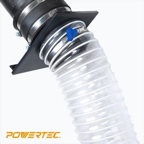 Close-up of the 2.5 Inch Flexible Dust Collection Hose 20 Ft Left Spiral PVC Vacuum Hose with spring-steel reinforcement.