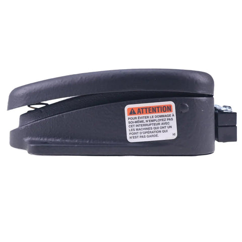 Heavy Duty Foot Switch Replacement For Genie Boom Lifts Solid Pedal with warning label, black, designed for smooth control action.