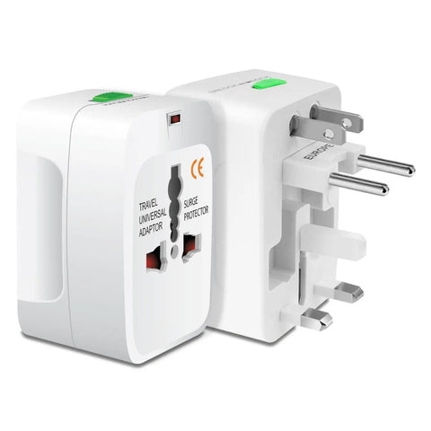 Portable Worldwide Universal Power Adapter All In One Travel Charger For USA EU UK FR IT AU IN Outlets, white adaptor