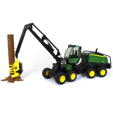 1:16 Scale Harvester Toy With Rotating Cab And Tree Trunk Access, Realistic Forestry Vehicle For Kids, Durable Plastic Windows