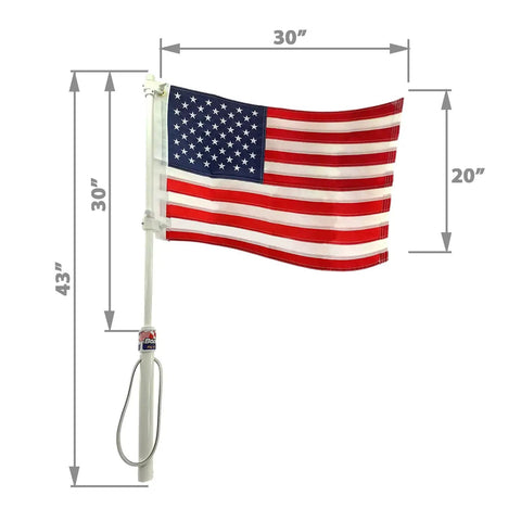 Saltwater Ready American Flag With Pole For Boat Rod Holder Tough PVC Flag Flyer Built To Ride High Winds And Rough Seas