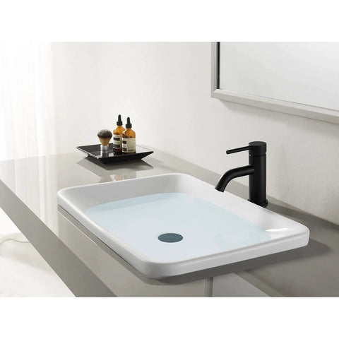 Concord Matte Black Bathroom Faucet with Solid Brass Construction, one handle operation in modern bathroom setting