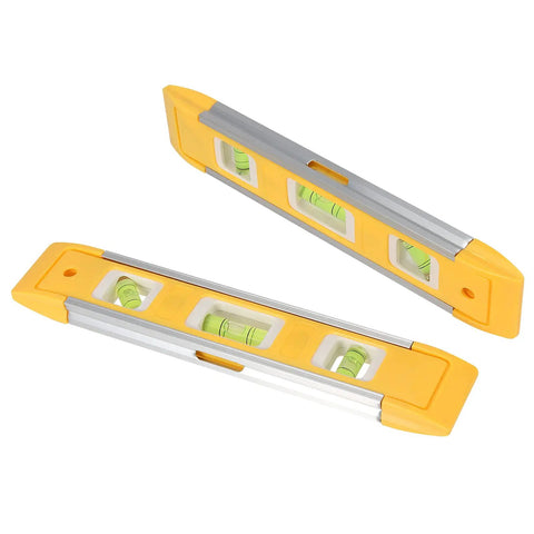 Heavy Duty Magnetic Torpedo Level With Bright Yellow Nine Inch Body Featuring Sweet Precision 45 90 180 Degree Bubbles