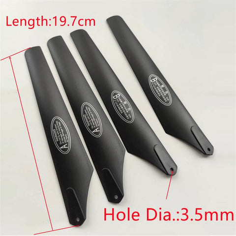Four Piece 197mm RC Helicopter Main Blade Propellers Set With Three Point Five Millimeter Shaft For RC Helicopters And Model Aircraft Toys