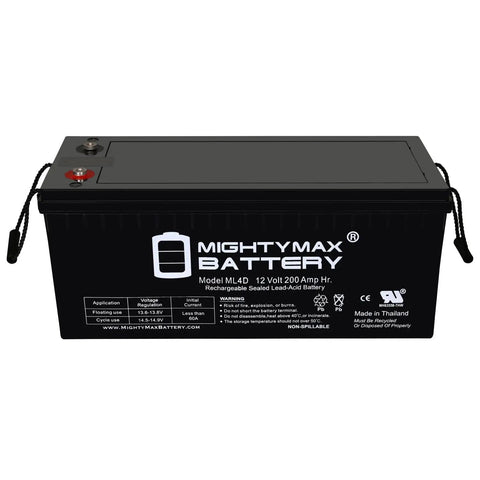 Straight Plug And Go 12 Volt 200 Ah 4D Sealed Lead Acid Agm Battery Replacement For Articulating Boom Lifts Maintenance Free Sla Rechargeable Heavy Duty Power Unit Four Pack Ul Certified, black battery top view.