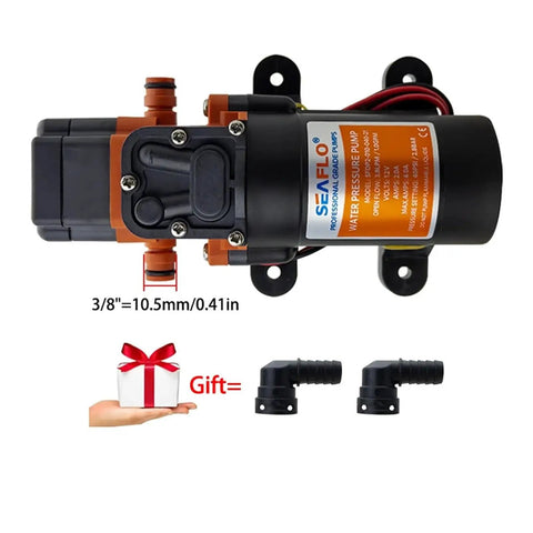 Essential Dc12V Automatic Electric Diaphragm Water Pressure Pump With 40 Psi Max And 3.8Lpm Flow, featuring compact design and 3/8 inch interface.
