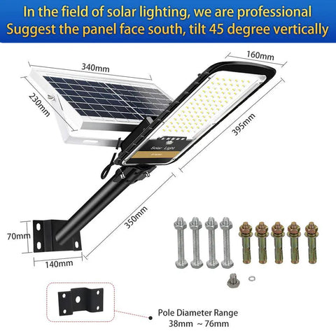 Solar Street Light Outdoor Flood Light With 16000 Lm IP67 Waterproof Finish Heavy Duty Remote Control And Mounting Bracket Dusk To Dawn