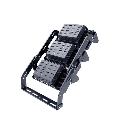 Top Shelf Heavy Duty Slick Waterproof Outdoor Led Flood Light for job site, featuring triple unit design and sturdy mounting bracket.
