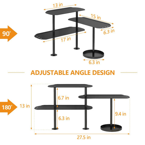 Sturdy Three Tier Metal Corner Shelf For Kitchen And Bathroom Countertops Sleek Black Vertical Storage Rack With Non Slip Base built tough dimensions 90 and 180 degrees.