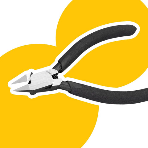Precision Model Cutter Pliers For Puzzle Building, Diagonal Nippers Wire Cutter Set, black handle, yellow background