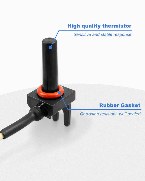 10K thermistor temperature sensor with 15 ft cable and orange rubber gasket