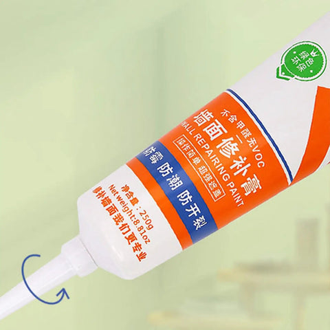 Close-up of a Rapid Drywall Hole Repair Kit With Quick Dry Paste tube in orange and white, showing details in English and Chinese.