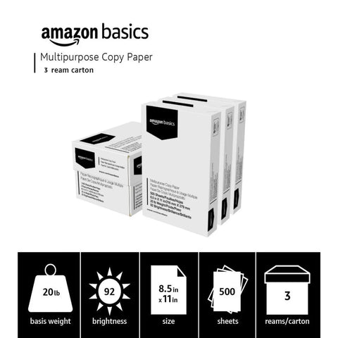 Top Shelf Multipurpose Copy Printer Paper 20 Lb Letter Size 8.5 X 11 Works Like A Charm With Laser And Inkjet Machines 3 Reams 1500 Sheets Quick Dry No Jam Headaches in a 3 ream carton.
