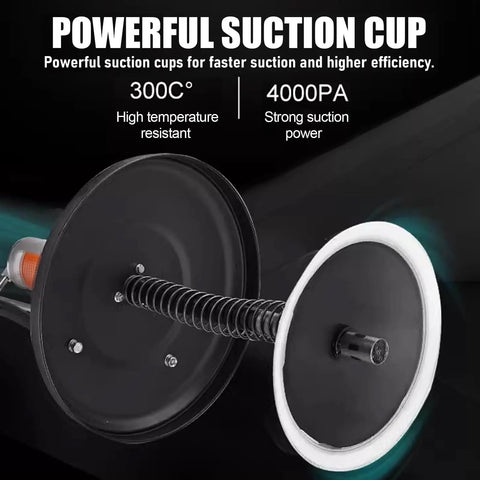 Heavy Duty Pneumatic Grease Pump Delivers Ultra High Pressure 50 To 1 Flow Through Tough As Nails Aluminum Grease Gun showing suction cup with spring.