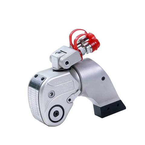 Heavy Duty Hydraulic Torque Wrench Featuring Slick 360 Swivel Head And Square Drive Built Like A Tank For Job Site Precision Plus Three Percent Accuracy Real Deal For Mechanics Handling Industrial Bolt Work, showing the swivel head and hydraulic detail.