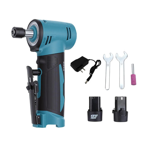 Heavy Duty Cordless Die Grinder For Polishing Sanding And Surface Prep Featuring Dual Rechargeable Lithium Batteries With Swift Us Plug Charger and accessories.