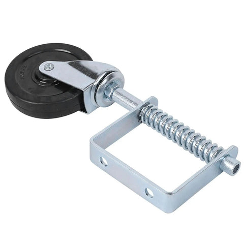 Heavy Duty 4 Inch Rubber Gate Roller With Spring Loaded Swivel for hassle-free gate operation and anti-sag adjustment.