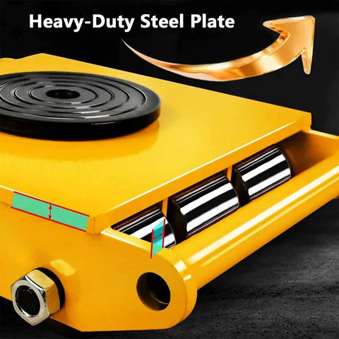 Heavy Duty Industrial Roller Skates For Moving Tonage Loads With 360 Degree Swivel Base And Non Slip Tray on adjustable steel plate.