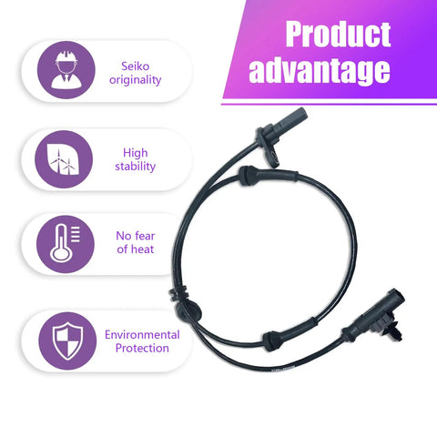 Left Rear Wheel Speed Sensor ABS for Cars, Durable Anti Lock Brake Sensor with high precision, black cable on white background