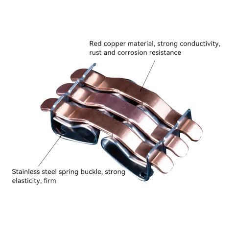 Universal Compact Wire Connector One Input Five Or Ten Outputs Quick Push Terminals For Fast Tool Free Splitter Wiring In Homes And Commercial Projects With Tin Plated Copper Contacts And Flame Retardant Housing, copper spring clip close-up