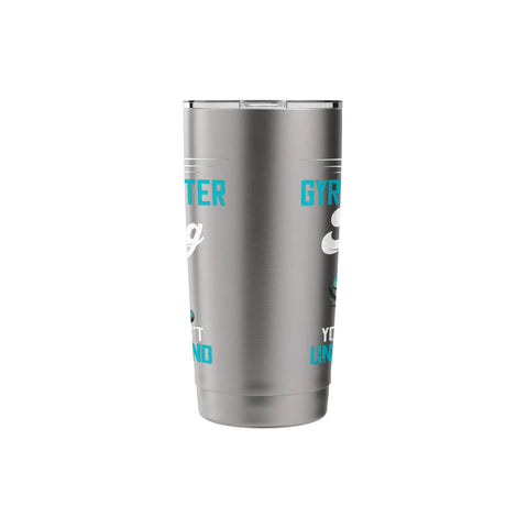 It's A Gyrocopter Thing You Wouldn't Understand Graphic Insulated Stainless Steel Tumbler side view with blue text