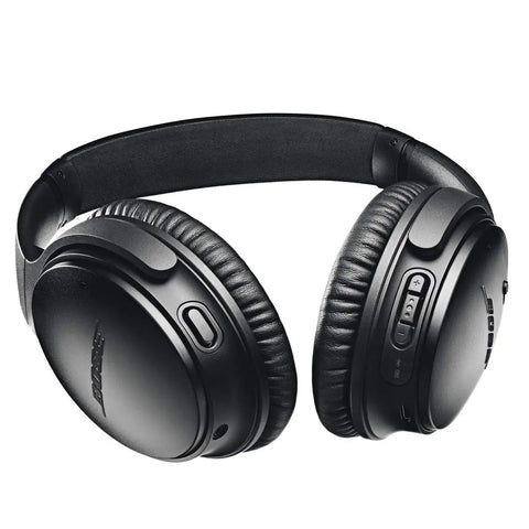 Premium Wireless Bluetooth Headphones Delivering Game Changing Noise Cancellation And Seamless Alexa Access For Lock In Music Vibes And Zero Stress Comfort All Day Long In Black, close-up view with control buttons.