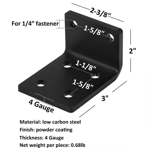 Badass Heavy Duty L Brackets 4 Pack 3 By 2 Inch Steel Corner Braces 4 Gauge thick low carbon steel angle connector.