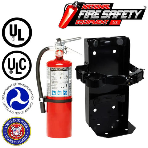 Tough As Nails 2 Pack 5 LB ABC Fire Extinguisher with heavy duty wall bracket, showing instructions and UL certification.
