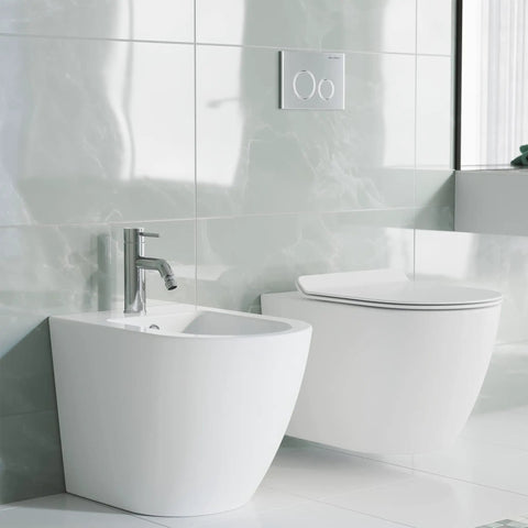 Ivy Bidet Faucet Chrome Finish With Solid Brass Construction One Hole Installation 1.2 GPM in modern bathroom setting