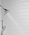 Forté 2.5 GPM Multifunction Showerhead With Handheld Shower Head Katalyst Air Induction Oil Rubbed Bronze Finish in use