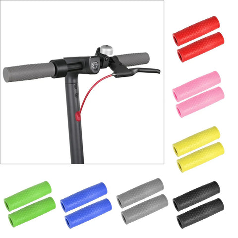 Non Slip Grip Cover For Electric Scooter Handlebar Soft Rubber Sleeve Provides Scratch Protection Easy On Off Nonslip Comfort Grip Protective Handle Cover For Skateboard And Cycling Accessories shown in assorted colors