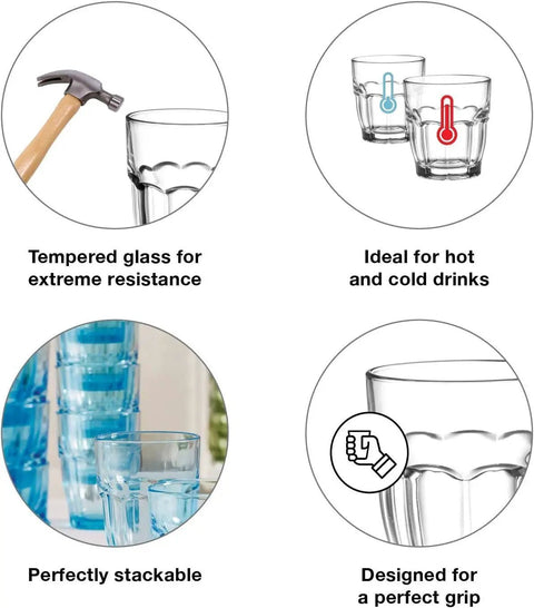 Rock Bar Stackable Double Old Fashioned Glasses 13.25 Oz Set Of 6 For Cocktails And Home Bars Clear Durable Barware, features and uses.