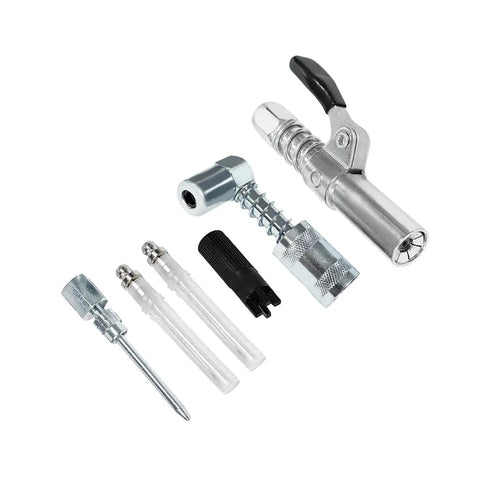 Grease Gun Accessory Kit With Needle Dispenser 90 Degree Coupler 12 Inch Hose Fitting Cleaner And More For Auto Shop Farm And Industrial Maintenance Gear