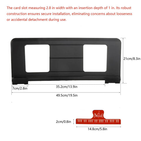Dimensions of Universal Music Stand For Sheet Music With Two Clips And Piano Key Stickers Compatible With Yamaha PSR YPT KB DGX Series