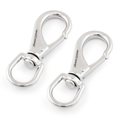 Beefy Large Stainless Steel Swivel Snap Hooks 4.6 Inch Heavy Duty Boat Clips Two Pack For Ropes And Cables Marine Anchors