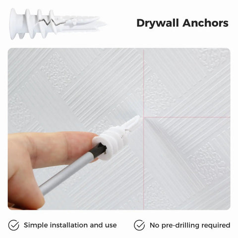 Size Eight Self Drilling Drywall Anchors Kit 100 Piece Heavy Duty Plastic Hangers With 50 Self Tapping Screws Sheetrock Mounting