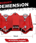 Heavy Duty Forklift Trailer Hitch Attachment With Dual 2 Inch Receiver Crafted From Rugged Steel That Knocks Loads Out Of The Park Without Breaking A Sweat On Rough Job Sites, showing dimensions.