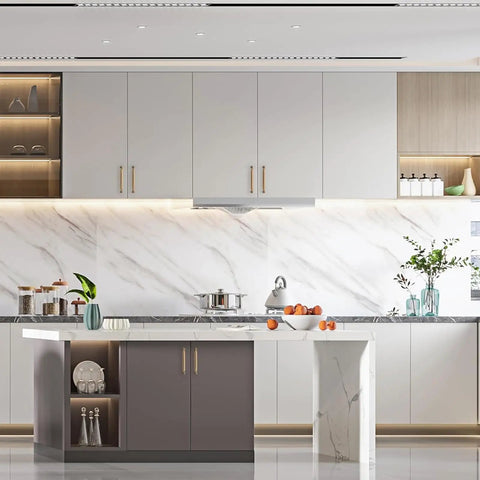 Kitchen with modern cabinets featuring 10 Pack 5 Inch Champagne Bronze Cabinet Handles For Cupboards And Drawers Kitchen Cabinet Hardware Pulls