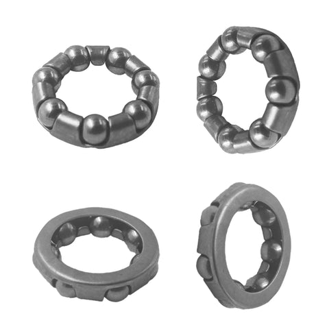 Four Piece Bicycle Ball Bearing Retainer Kit With One Quarter Inch Bore And Seven Ball Bearings, showing four retainer angles