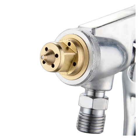 Close-up of stainless steel nozzle tip for Heavy Duty Pneumatic Paint Sprayer With 400ML Aluminum Hopper And Stainless Steel Nozzle for precise automotive refinishing.