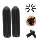Heavy Duty Dishwasher Rack Prong End Caps 200 Pack Black Plastic Tip Protectors shown in close-up view.