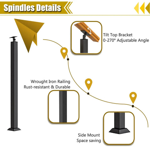 Step Up Your Game With These Next Level Wrought Iron Railing Spindles, Heavy Duty Floor Mount Posts, rust-resistant design.