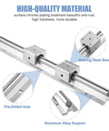 SBR25 Linear Rail Two Pack 600mm Fully Supported Slide Guide With Aluminum Bearing Blocks showing chrome plated track and pillow block units.