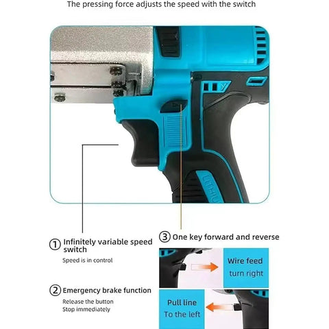 Professional Wire Tugger With Brushless Motor and Fast Speed for Tough Electrical Jobs, control features and buttons close-up.